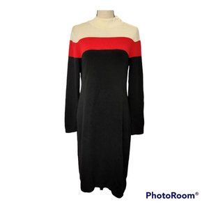 Talbots  mockneck colorblock sweater dress sz M NWT red, black, cream